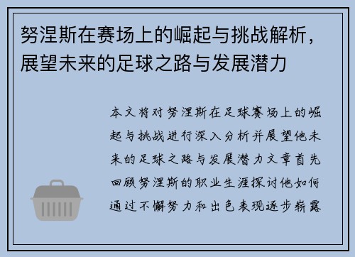 努涅斯在赛场上的崛起与挑战解析，展望未来的足球之路与发展潜力